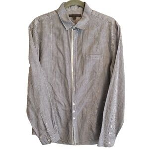 john varvatos Blue Pin-Striped Light Weight Cotton Shirt Sz M